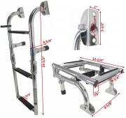 THREE STEPS BOAT FOLDABLE LADDER STAINLESS STEEL LUXURY 23.5"LONG